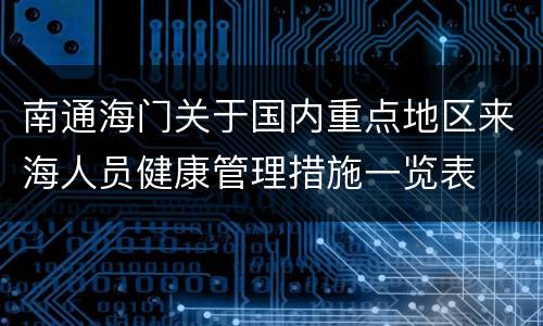 南通海门关于国内重点地区来海人员健康管理措施一览表