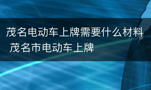 茂名电动车上牌需要什么材料 茂名市电动车上牌