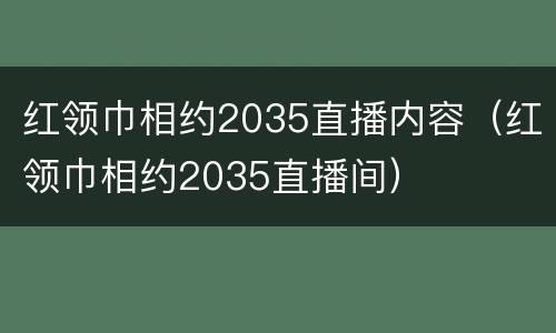 红领巾相约2035直播内容（红领巾相约2035直播间）