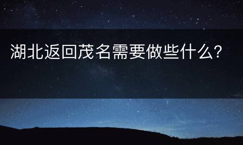 湖北返回茂名需要做些什么？