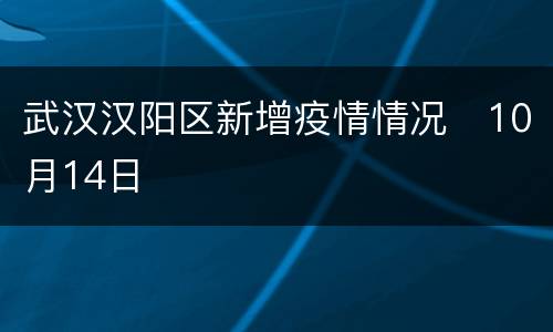 武汉汉阳区新增疫情情况​10月14日