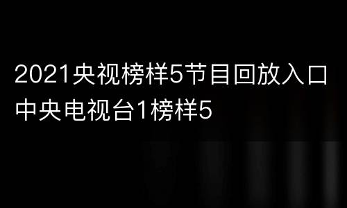 2021央视榜样5节目回放入口 中央电视台1榜样5