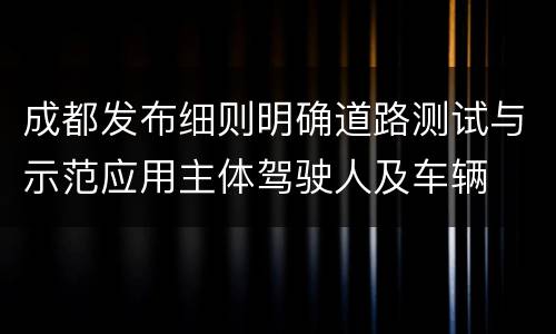 成都发布细则明确道路测试与示范应用主体驾驶人及车辆