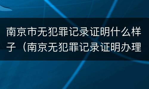 南京市无犯罪记录证明什么样子（南京无犯罪记录证明办理流程）