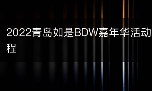 2022青岛如是BDW嘉年华活动流程