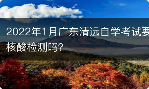 2022年1月广东清远自学考试要核酸检测吗？