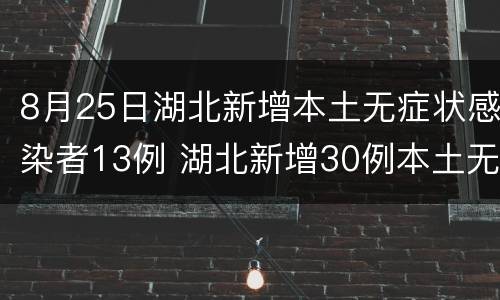 8月25日湖北新增本土无症状感染者13例 湖北新增30例本土无症状