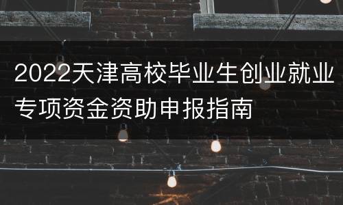 2022天津高校毕业生创业就业专项资金资助申报指南