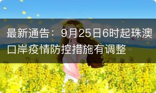 最新通告：9月25日6时起珠澳口岸疫情防控措施有调整