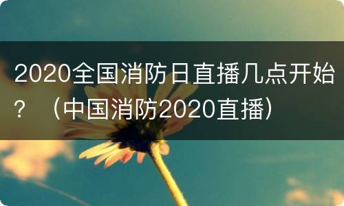 2020全国消防日直播几点开始？（中国消防2020直播）