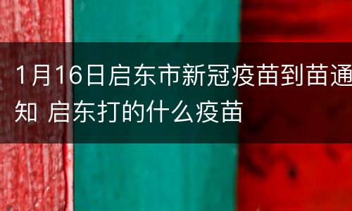 1月16日启东市新冠疫苗到苗通知 启东打的什么疫苗