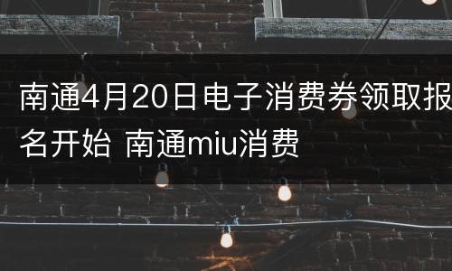 南通4月20日电子消费券领取报名开始 南通miu消费