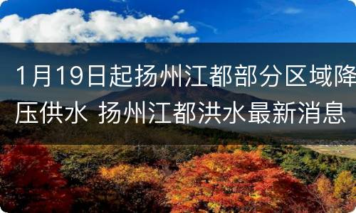 1月19日起扬州江都部分区域降压供水 扬州江都洪水最新消息