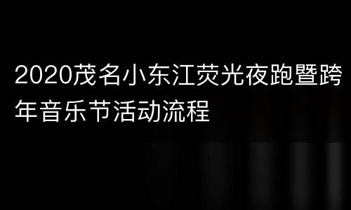2020茂名小东江荧光夜跑暨跨年音乐节活动流程