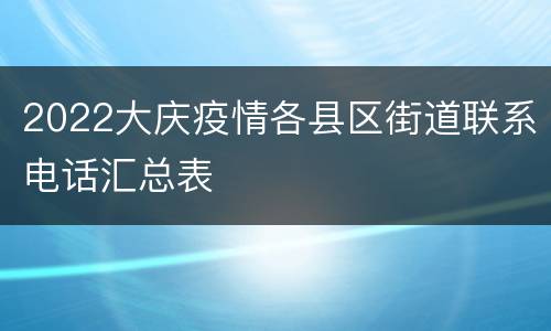 2022大庆疫情各县区街道联系电话汇总表