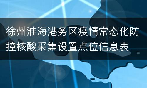 徐州淮海港务区疫情常态化防控核酸采集设置点位信息表