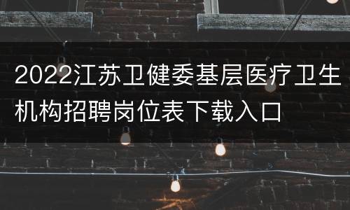 2022江苏卫健委基层医疗卫生机构招聘岗位表下载入口