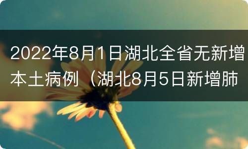 2022年8月1日湖北全省无新增本土病例（湖北8月5日新增肺炎多少?）