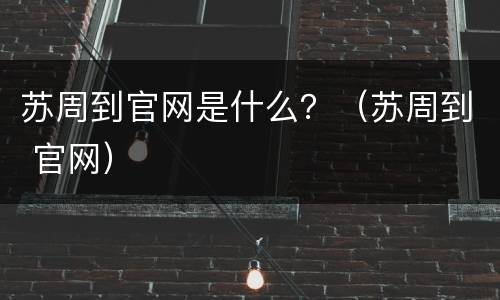 苏周到官网是什么？（苏周到 官网）