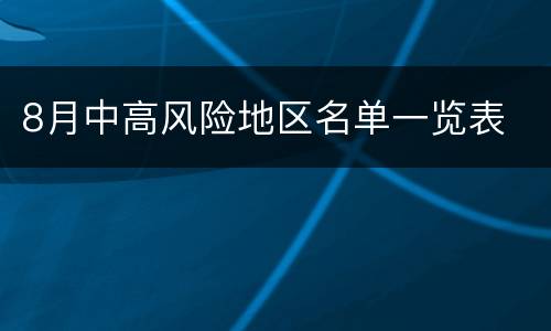 8月中高风险地区名单一览表