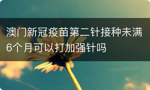 澳门新冠疫苗第二针接种未满6个月可以打加强针吗