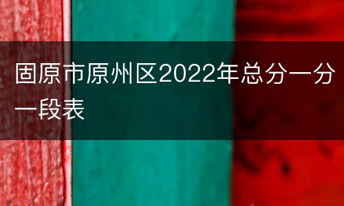固原市原州区2022年总分一分一段表