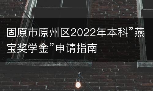 固原市原州区2022年本科”燕宝奖学金”申请指南