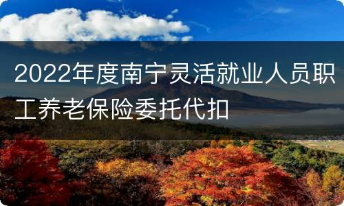 2022年度南宁灵活就业人员职工养老保险委托代扣