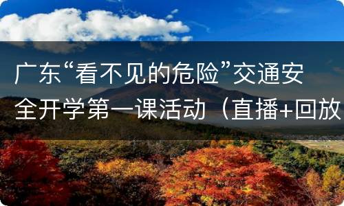 广东“看不见的危险”交通安全开学第一课活动（直播+回放）