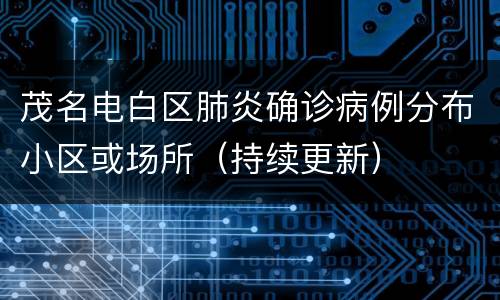 茂名电白区肺炎确诊病例分布小区或场所（持续更新）