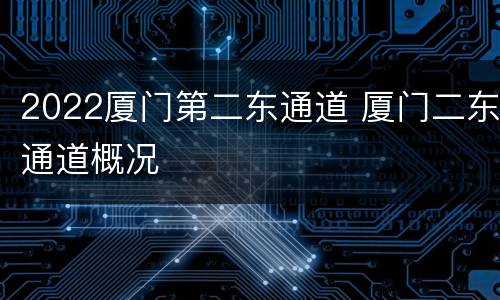 2022厦门第二东通道 厦门二东通道概况