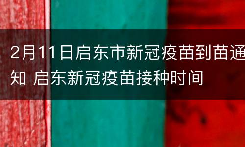 2月11日启东市新冠疫苗到苗通知 启东新冠疫苗接种时间