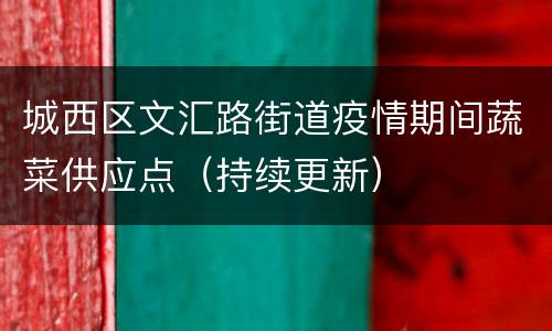 城西区文汇路街道疫情期间蔬菜供应点（持续更新）