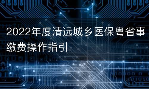 2022年度清远城乡医保粤省事缴费操作指引