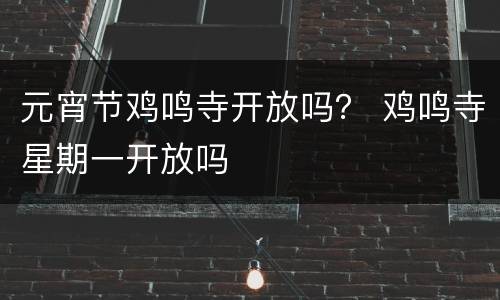 元宵节鸡鸣寺开放吗？ 鸡鸣寺星期一开放吗