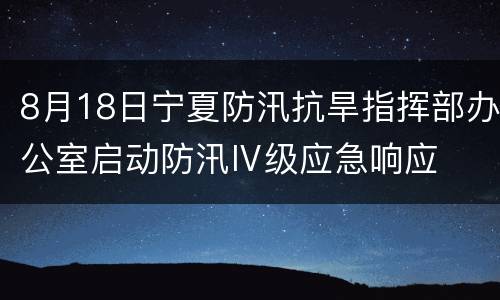 8月18日宁夏防汛抗旱指挥部办公室启动防汛Ⅳ级应急响应