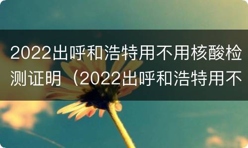 2022出呼和浩特用不用核酸检测证明（2022出呼和浩特用不用核酸检测证明呀）