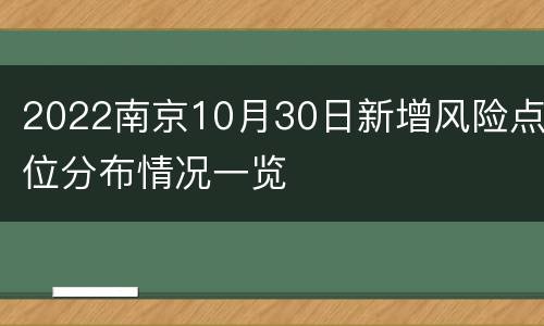 2022南京10月30日新增风险点位分布情况一览