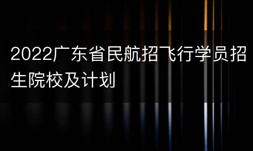 2022广东省民航招飞行学员招生院校及计划