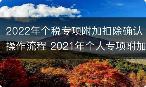 2022年个税专项附加扣除确认操作流程 2021年个人专项附加扣除确认
