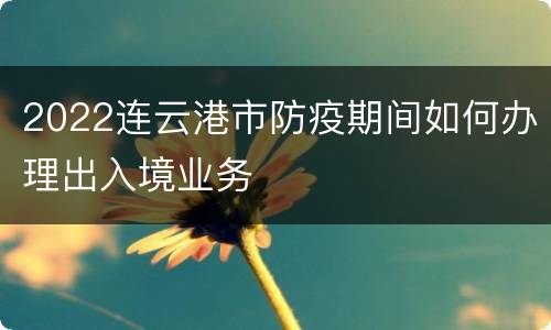2022连云港市防疫期间如何办理出入境业务