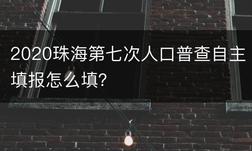 2020珠海第七次人口普查自主填报怎么填？