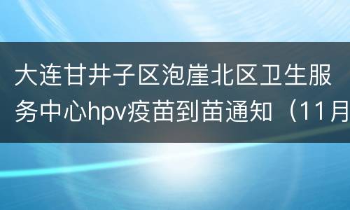 大连甘井子区泡崖北区卫生服务中心hpv疫苗到苗通知（11月3日）