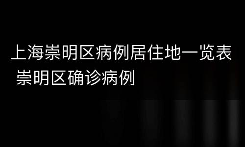 上海崇明区病例居住地一览表 崇明区确诊病例