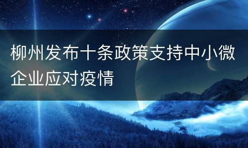 柳州发布十条政策支持中小微企业应对疫情