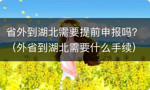 省外到湖北需要提前申报吗？（外省到湖北需要什么手续）