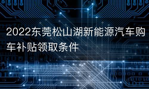 2022东莞松山湖新能源汽车购车补贴领取条件