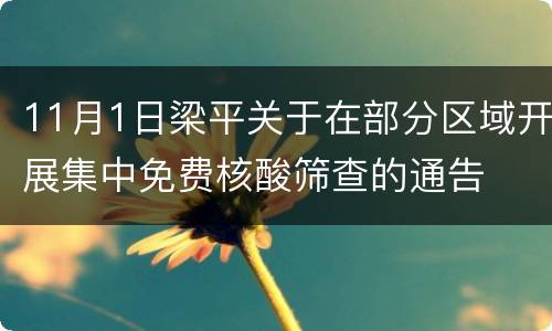 11月1日梁平关于在部分区域开展集中免费核酸筛查的通告