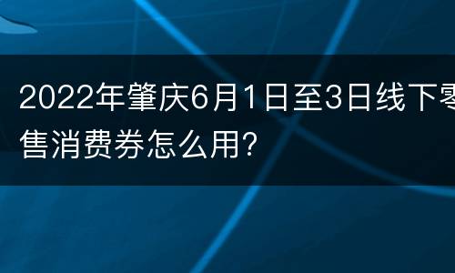 2022年肇庆6月1日至3日线下零售消费券怎么用?