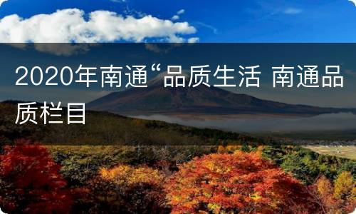 2020年南通“品质生活 南通品质栏目